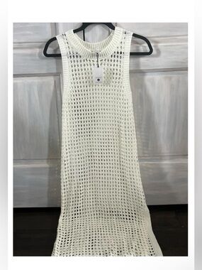 Shade & Shore White Crochet Knit Swim Coverup